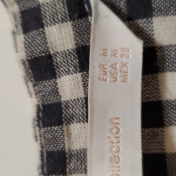 ZARA black white check 100% cotton embroidered long sleeve top - Picture 7 of 7